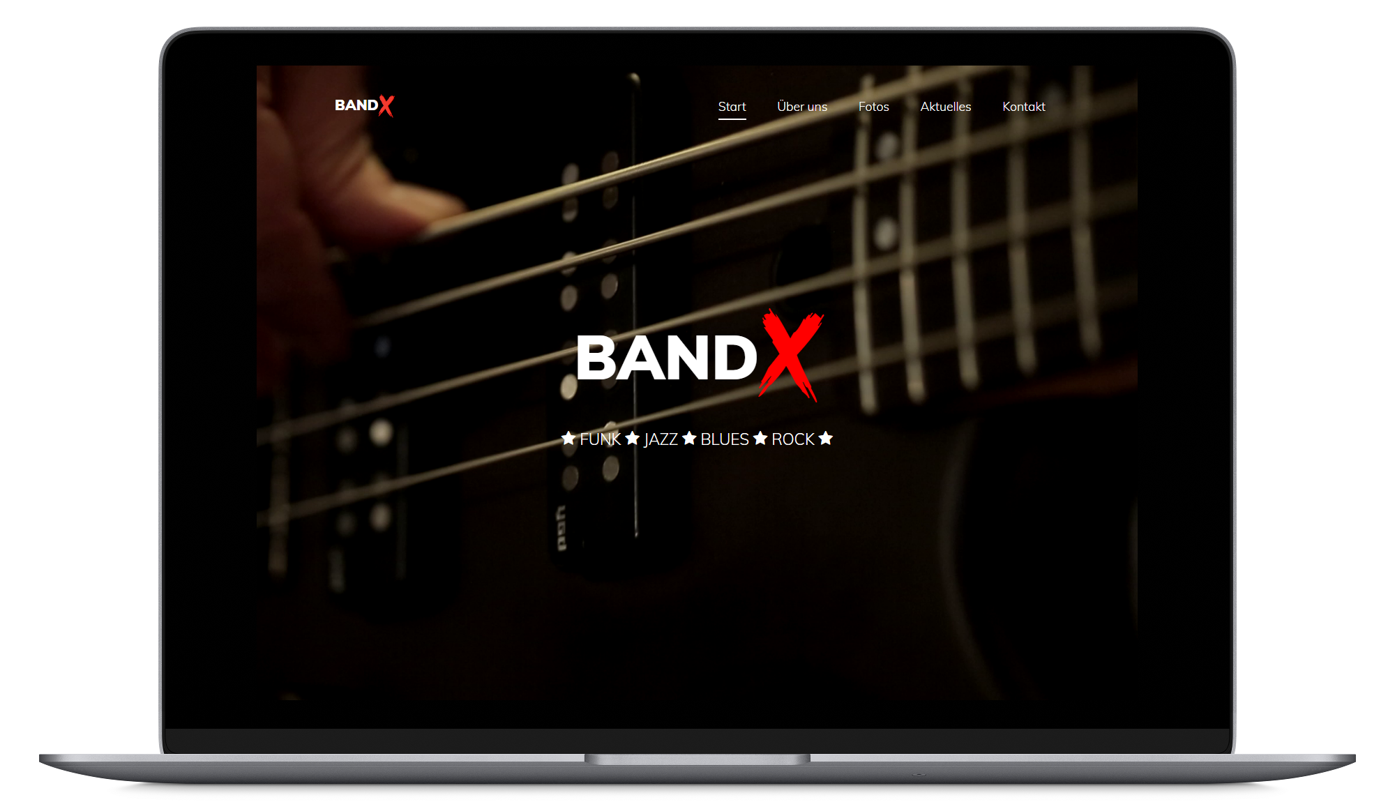 Screenshot der Webseite Band X